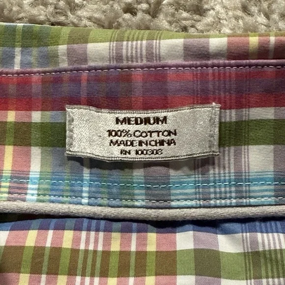 Peter Millar Plaid Button Up Long Sleeve Shirt Men's SZ M Multicolor 100% Cotton - Picture 6 of 9